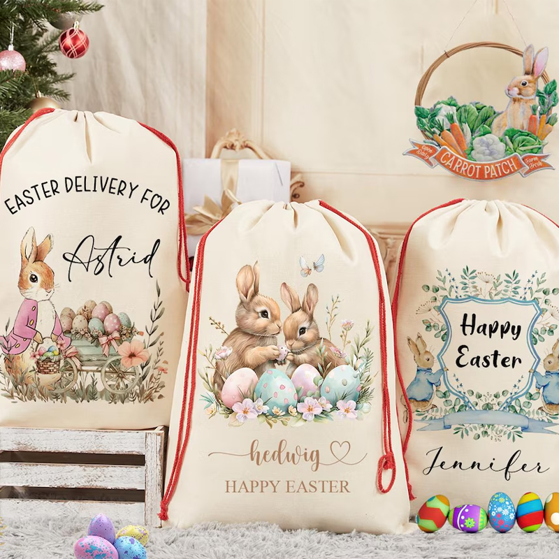 Party Games Easter For Kids - Sac cadeau personnalisé avec le nom